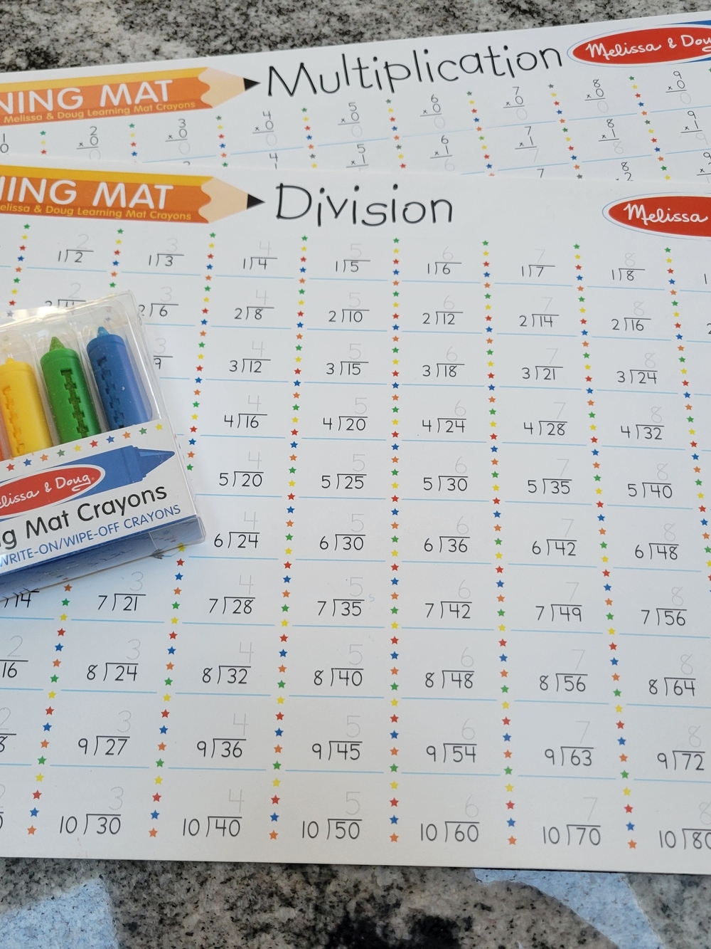 Melissa & Doug Multiplication and Division Learning Mat with Washable Crayons